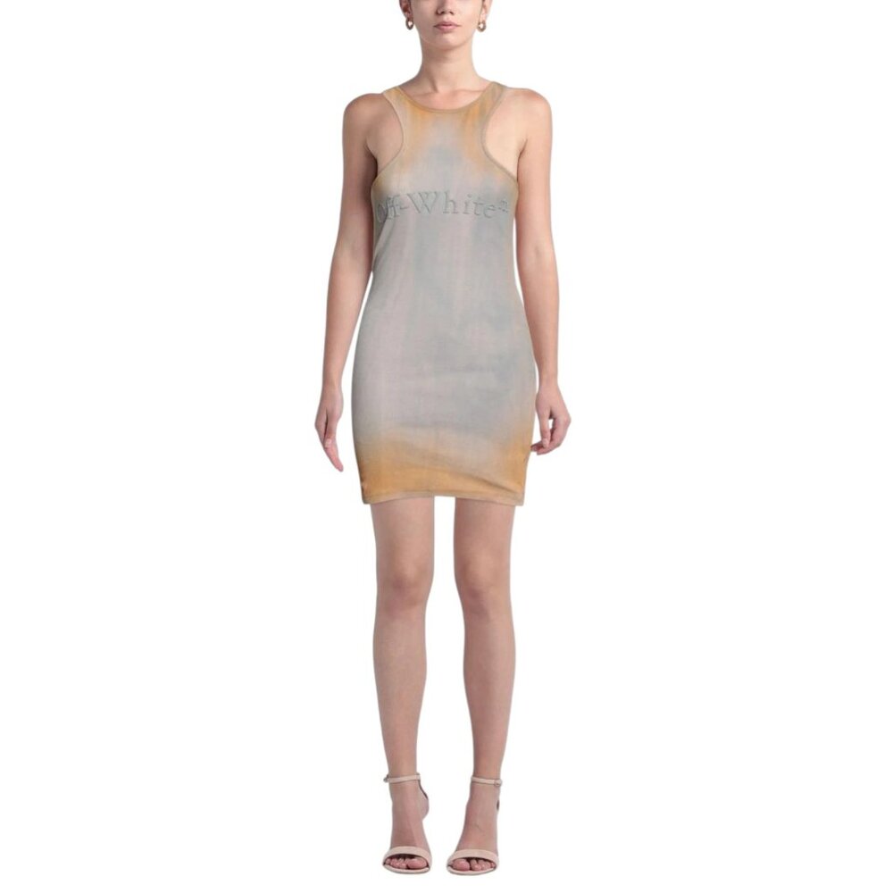 NWT Off-White Laundry Rib Rowing Mini Dress Beige NWT Size 40 (10 US) Stretch - Picture 2 of 5